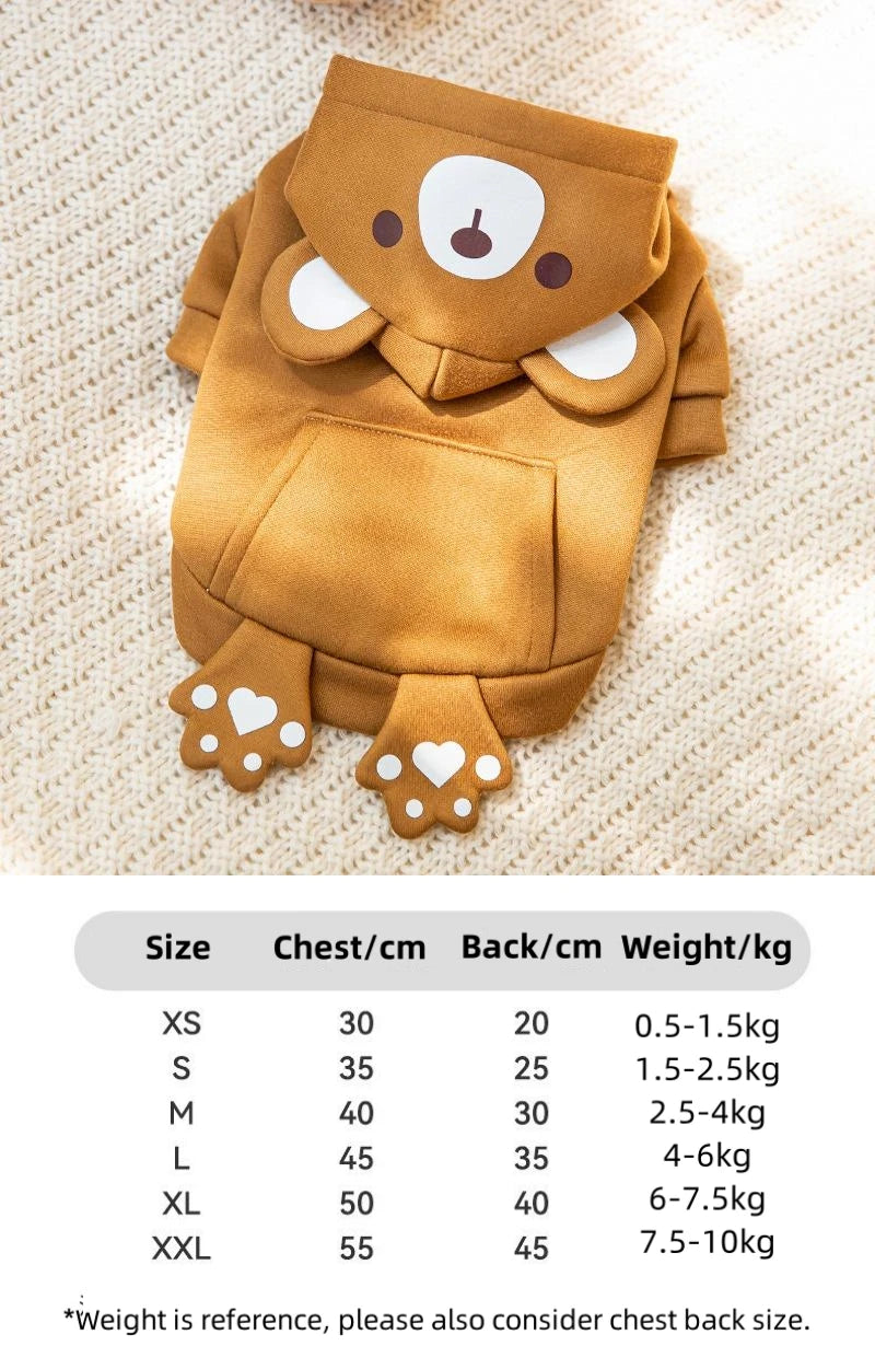 Fall Winter 3D Duck Bear Puppy Kitty Hoodie Cats Dogs Sweater with Leash Hook Hoodie Pet Halloween Role Play Costume Hoodie