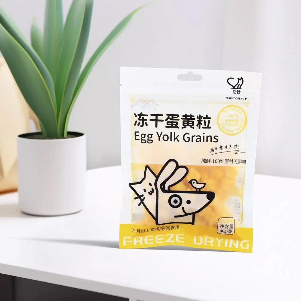 40g Freeze Dried Egg Yolk Granules Beautify Smoothing Freeze-dried Cat Hair To Healthy Safe Pets Food Snacks Cat Pet I7H6