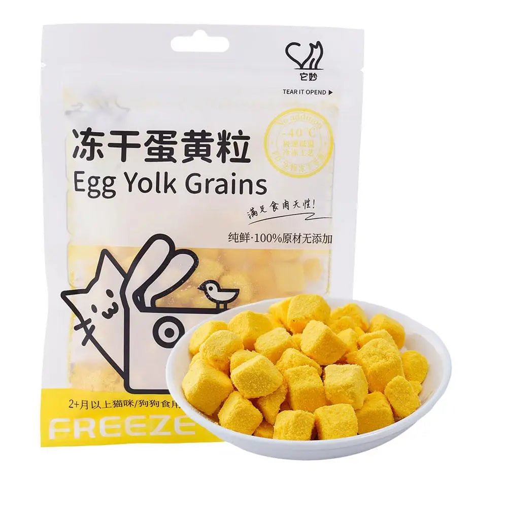 40g Freeze Dried Egg Yolk Granules Beautify Smoothing Freeze-dried Cat Hair To Healthy Safe Pets Food Snacks Cat Pet I7H6