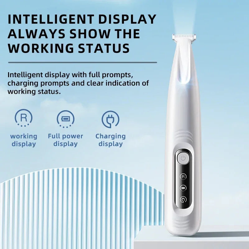 Type C Dog Paw Trimmer with LED Light Waterproof Pet Hair Trimmer with LED Display Dog Clippers for Grooming 18mm Widen Blade