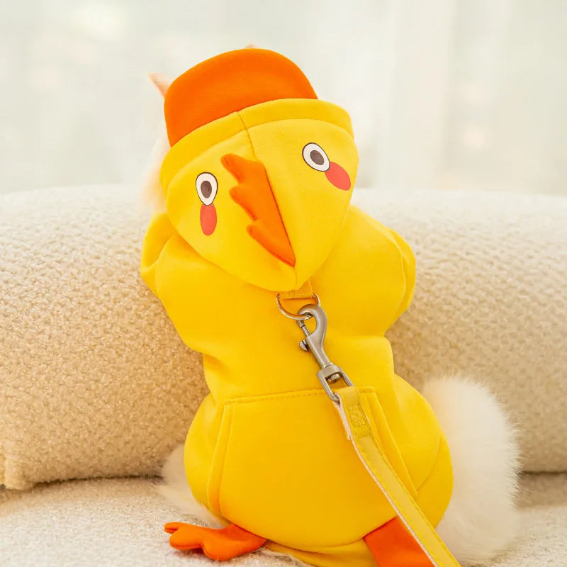 Fall Winter 3D Duck Bear Puppy Kitty Hoodie Cats Dogs Sweater with Leash Hook Hoodie Pet Halloween Role Play Costume Hoodie
