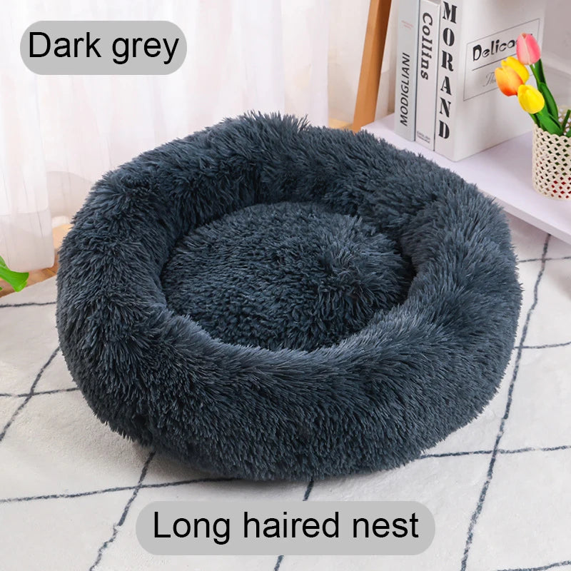 40-60cm Round Pet Bed for Large Dog Bed Super Soft Cat Bed Long Plush Dogs Basket Cushion Cat Bed Cat Mat Animals Sleeping Sofa