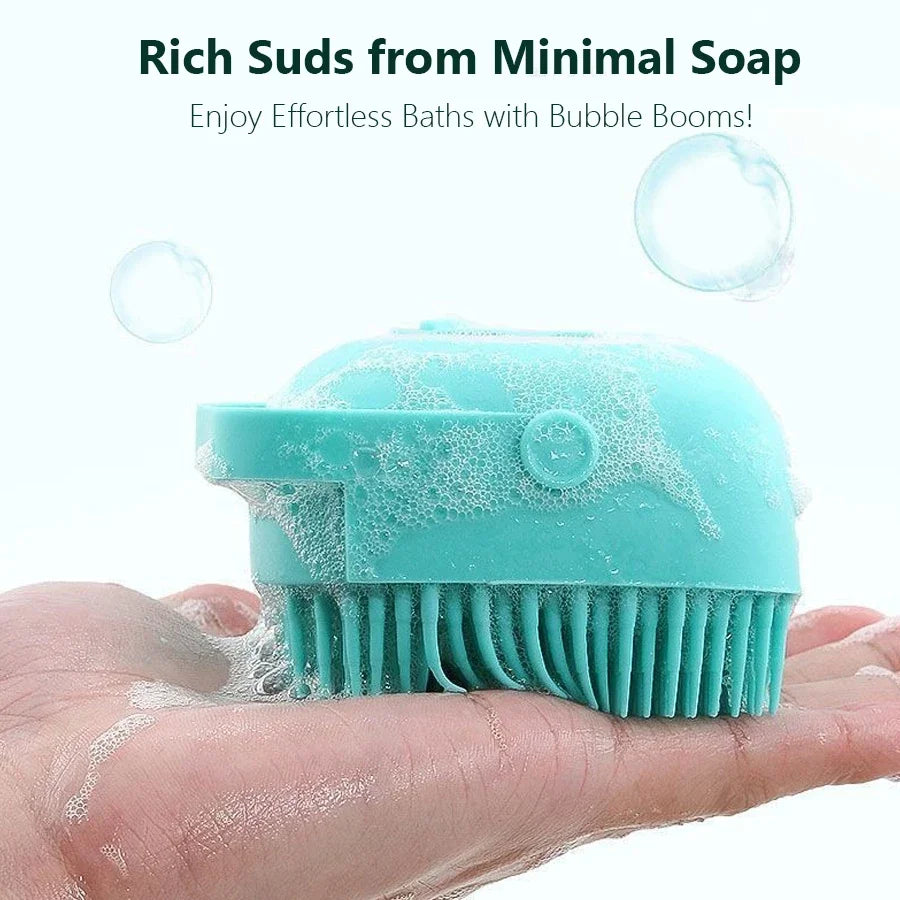 Silicone Pet Bath Brush for Dogs & Cats, 2-in-1 Grooming Massager and Shampoo Applicator for Washing, Deshedding, and Cleaning