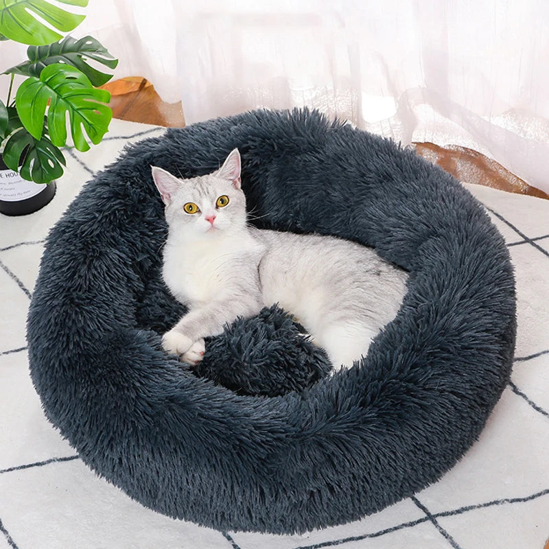 40-60cm Round Pet Bed for Large Dog Bed Super Soft Cat Bed Long Plush Dogs Basket Cushion Cat Bed Cat Mat Animals Sleeping Sofa