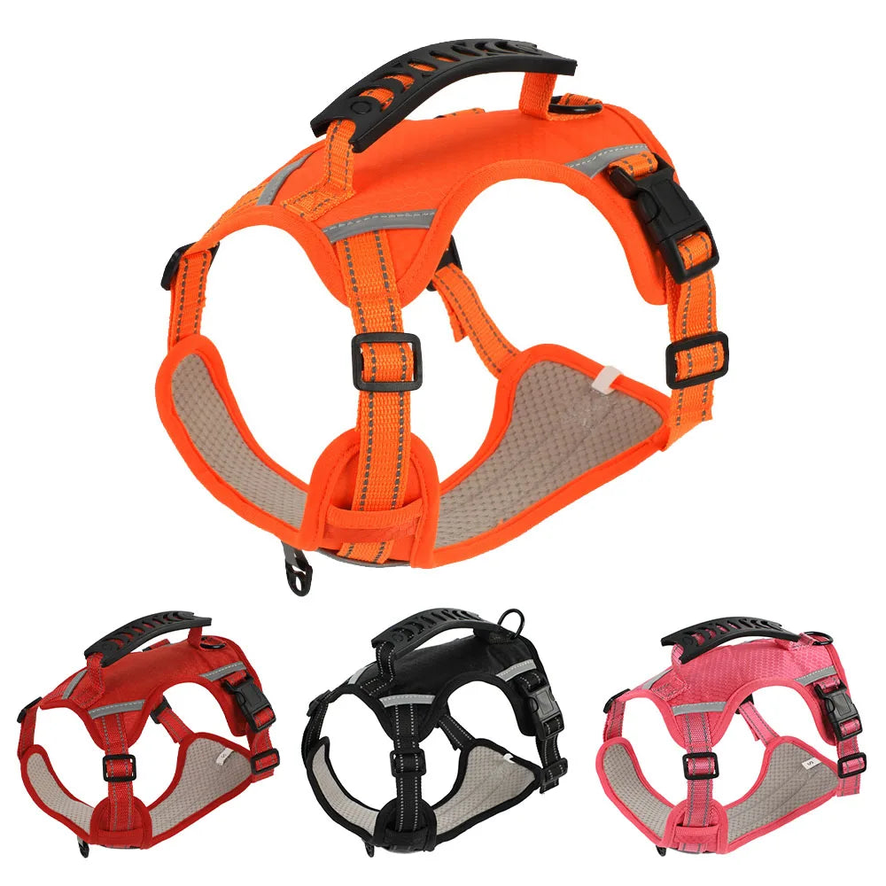 Multi-Function Pet Harness Impact-Resistant Adjustable Reflective Dog Vest For Outdoor Walking Running Small Medium Large Dogs