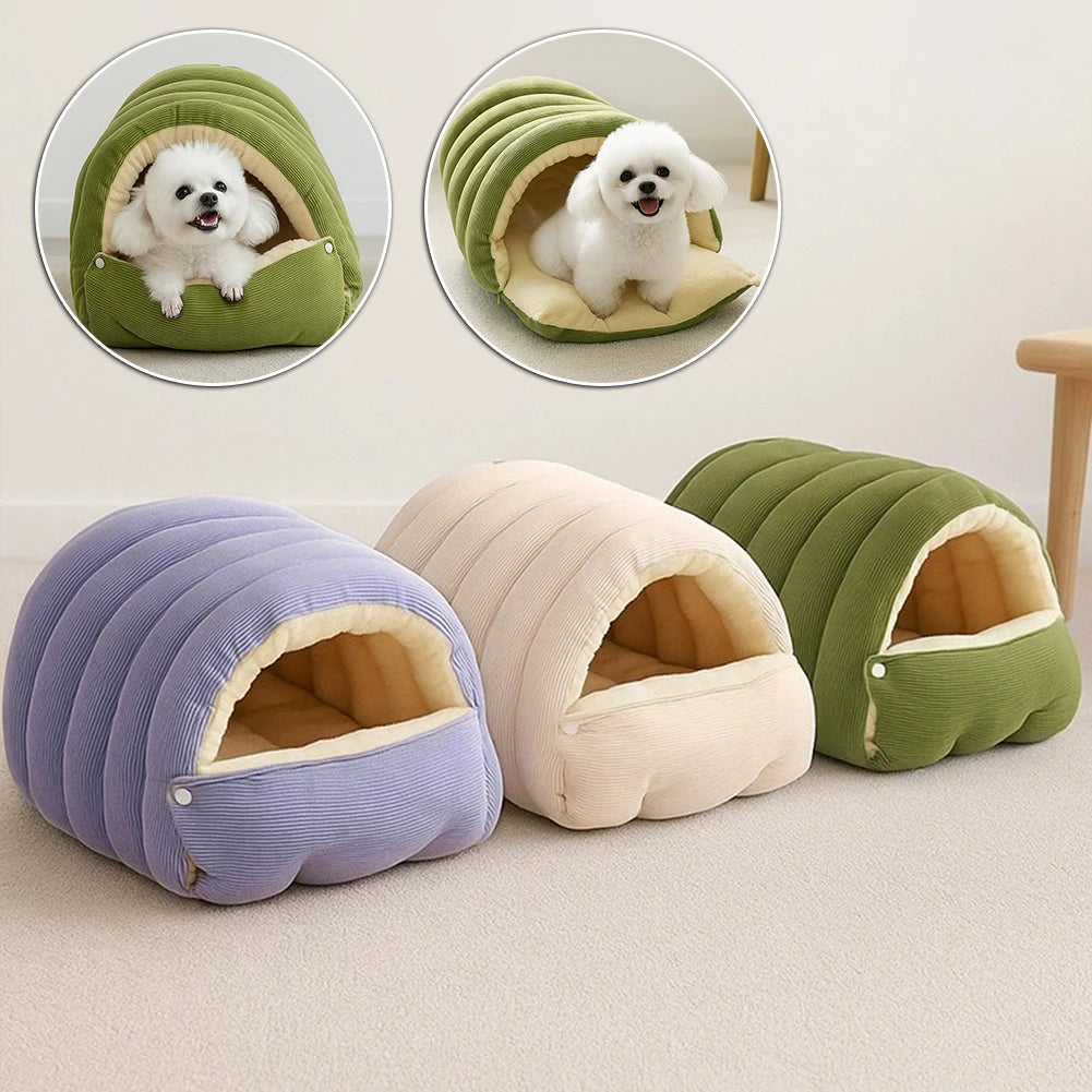 Winter Plush Cat Bed Warm Pet House Thickening Warmth Comfort Soft Kittens Sleeping Beds Cat Cave For Pet Warmth