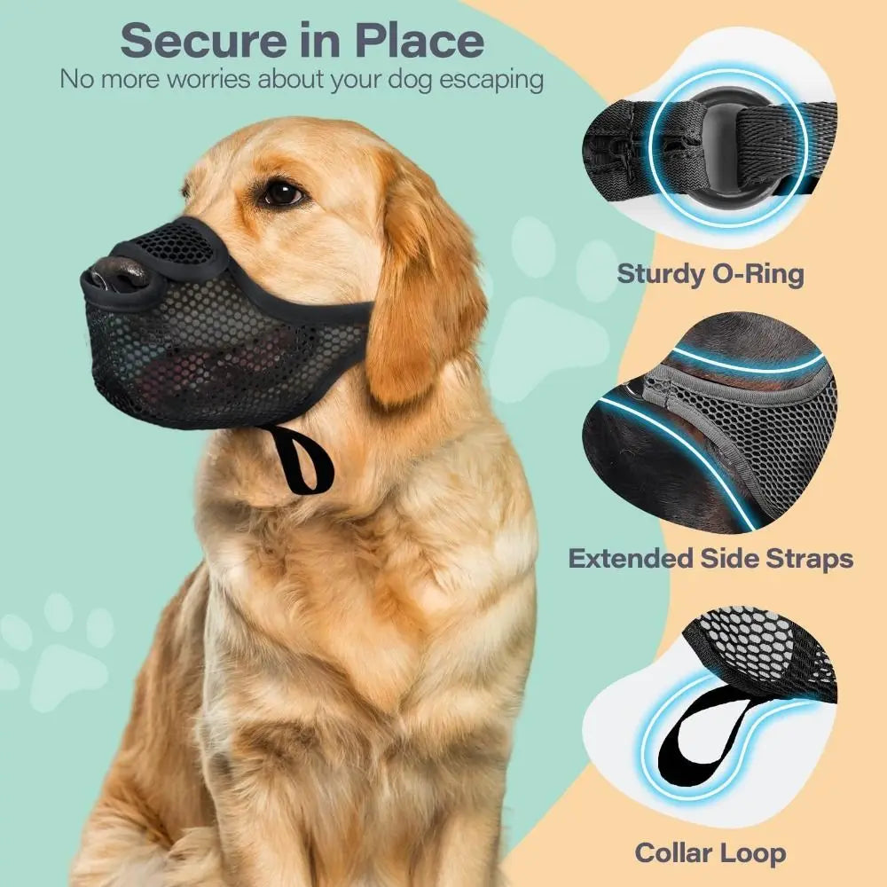 Breathable Mesh Dog Muzzle Anti-Bite Adjustable Strap Dog Mouth Cover Scavenging Prevention Long Mouth Pet Mouth Mask Small Dogs