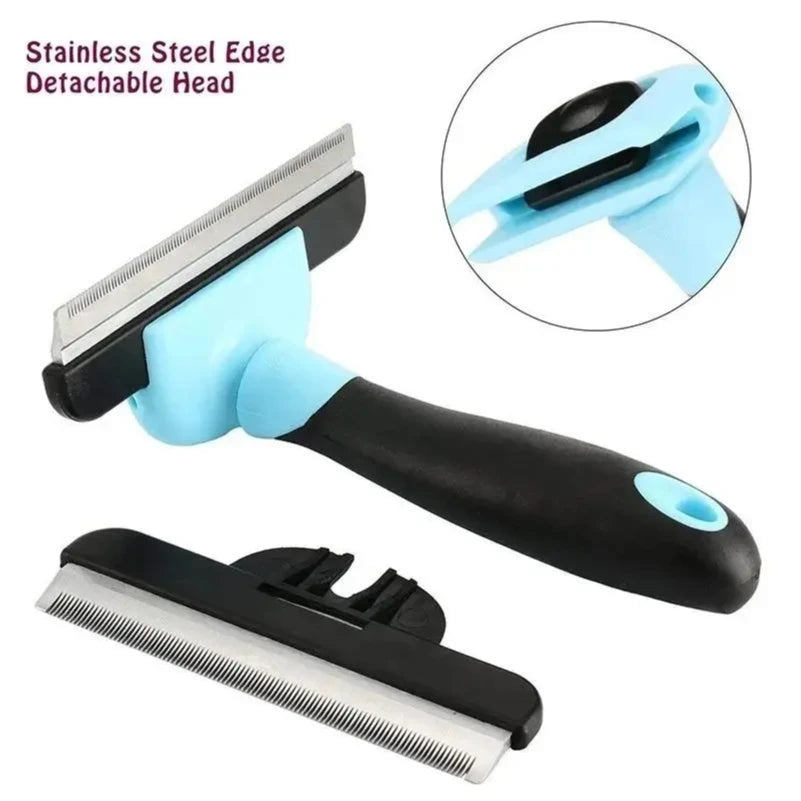 Pet Grooming Brush-Double Sided Shedding and Dematting Undercoat Rake Comb for Dogs and Cats Grooming and Care Deshedding Tool