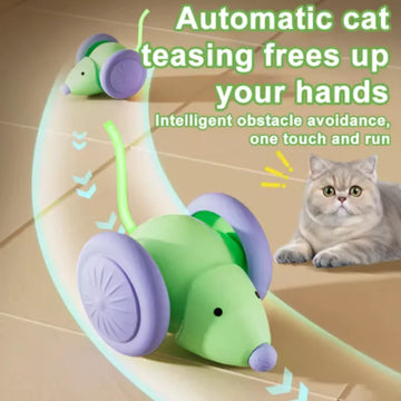 Hot Electric Mouse Car Interactive Cat Toy Rechargeable Automatic Kitten Toy Intelligent Obstacle Avoidance Cat Toy