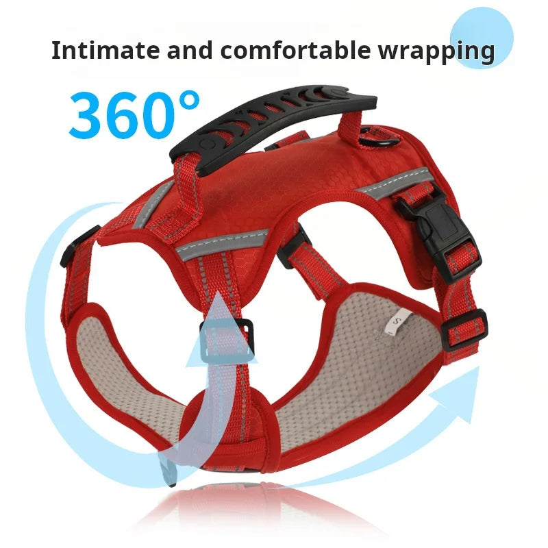 Multi-Function Pet Harness Impact-Resistant Adjustable Reflective Dog Vest For Outdoor Walking Running Small Medium Large Dogs