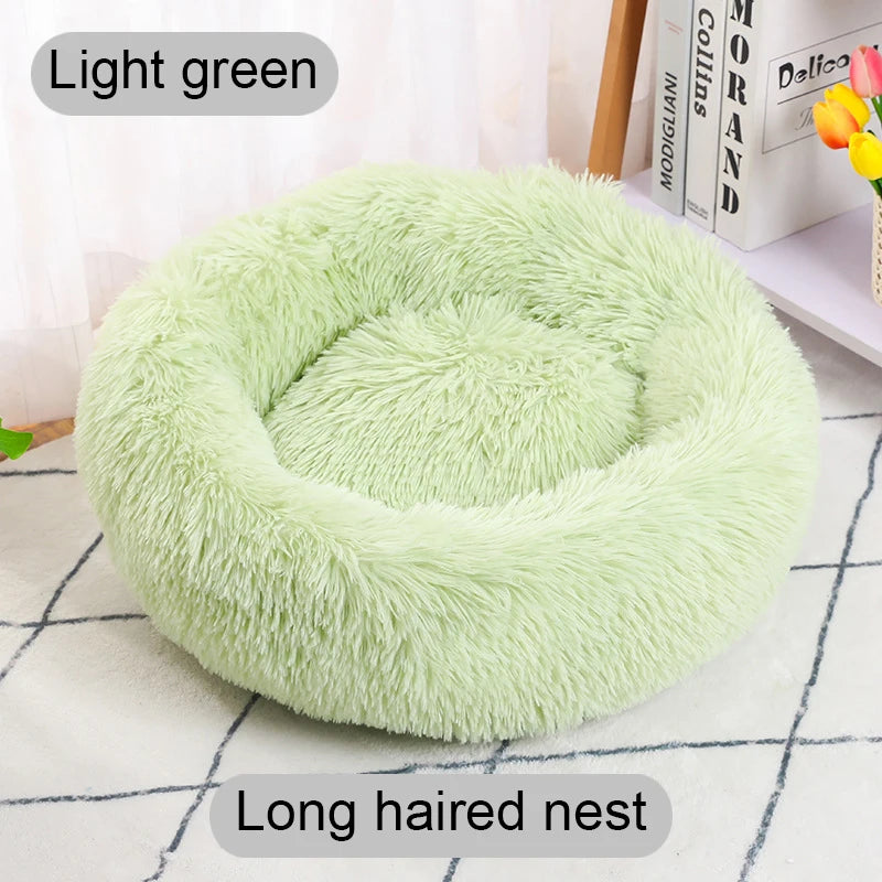 40-60cm Round Pet Bed for Large Dog Bed Super Soft Cat Bed Long Plush Dogs Basket Cushion Cat Bed Cat Mat Animals Sleeping Sofa