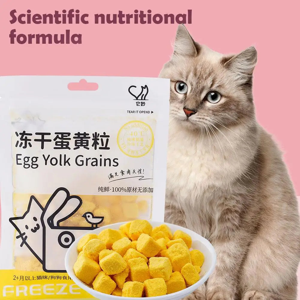 40g Freeze Dried Egg Yolk Granules Beautify Smoothing Freeze-dried Cat Hair To Healthy Safe Pets Food Snacks Cat Pet I7H6