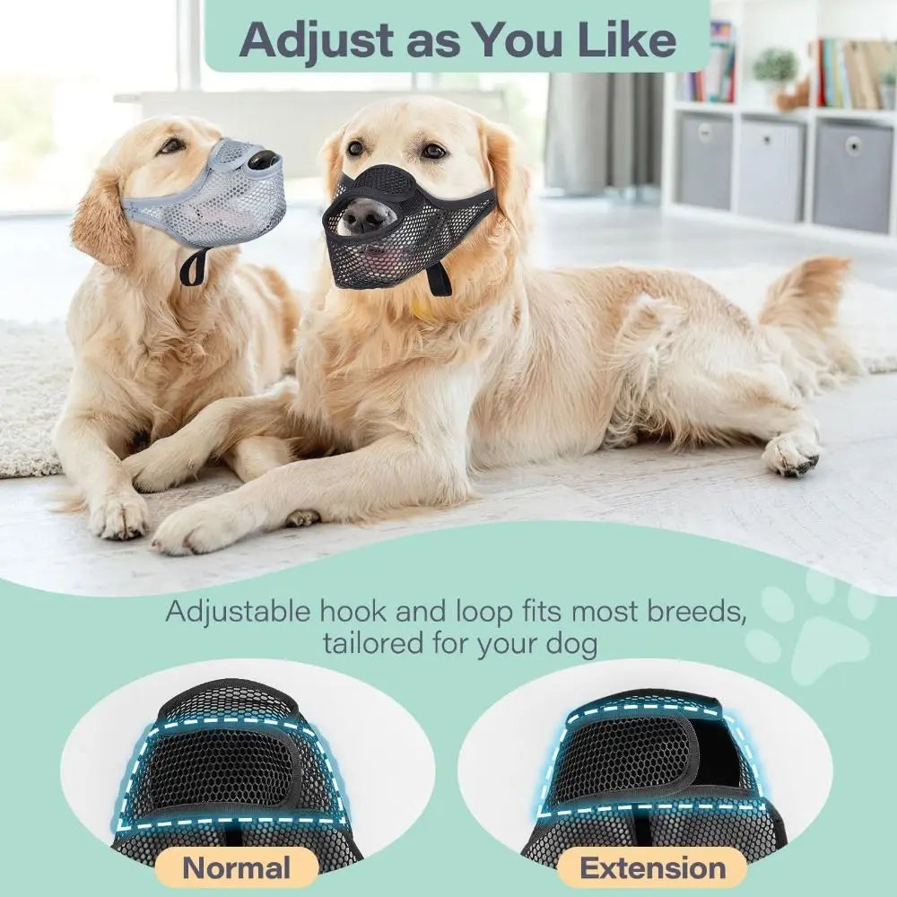 Breathable Mesh Dog Muzzle Anti-Bite Adjustable Strap Dog Mouth Cover Scavenging Prevention Long Mouth Pet Mouth Mask Small Dogs