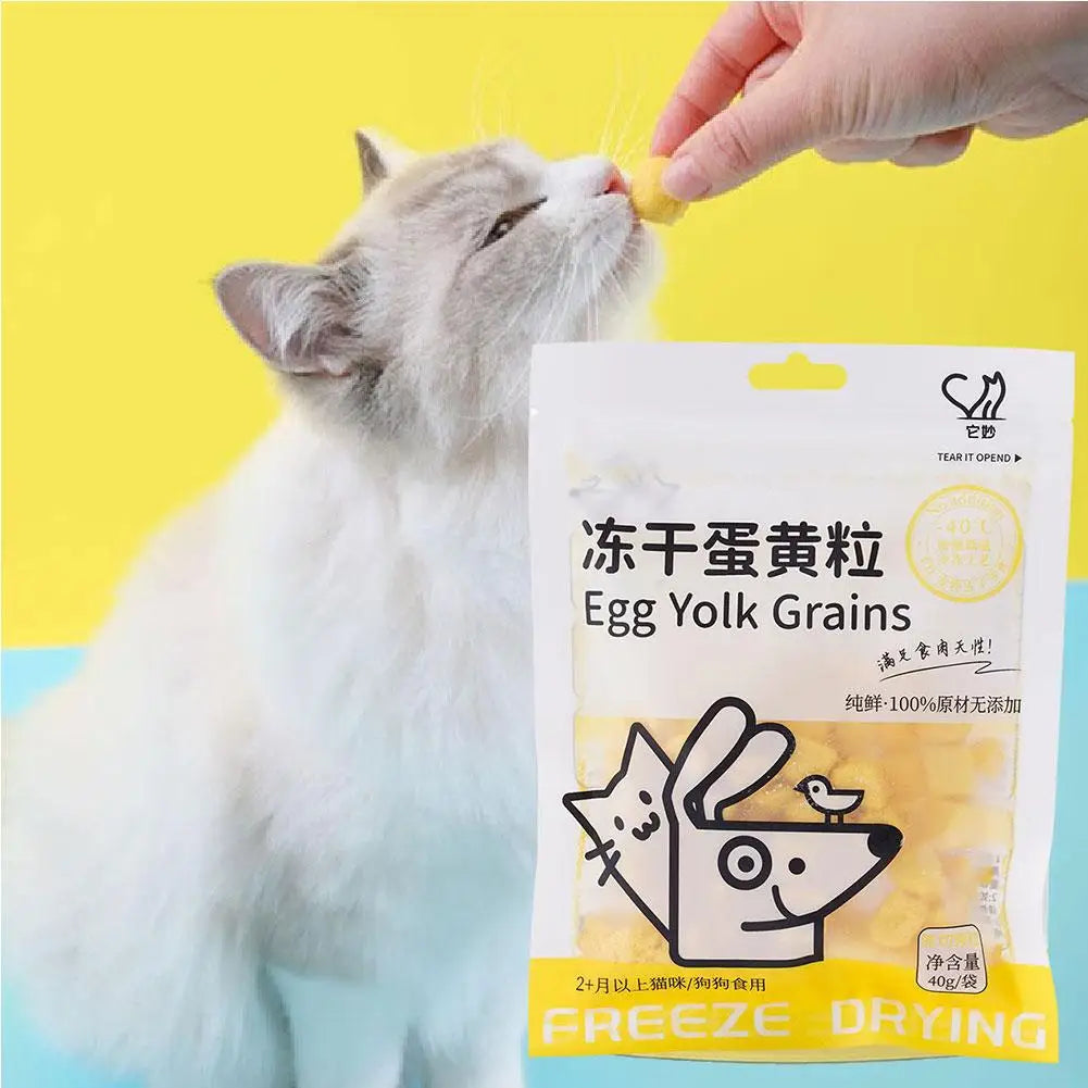40g Freeze Dried Egg Yolk Granules Beautify Smoothing Freeze-dried Pet Safe Food Cat Healthy Snacks Hair Pets Cat Care Supplies