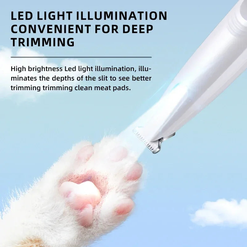 Type C Dog Paw Trimmer with LED Light Waterproof Pet Hair Trimmer with LED Display Dog Clippers for Grooming 18mm Widen Blade