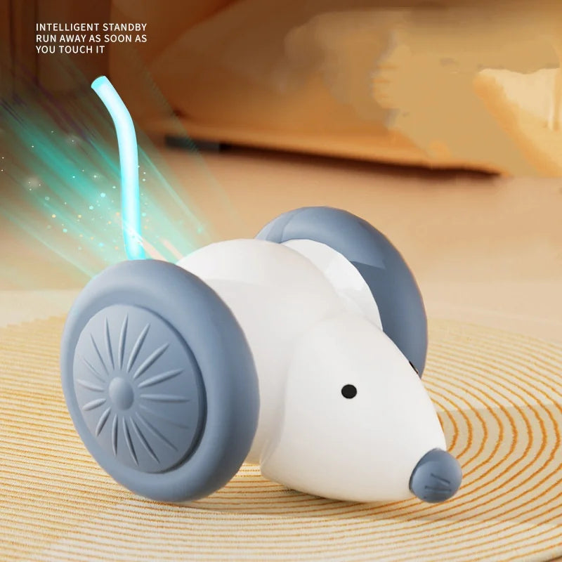 Hot Electric Mouse Car Interactive Cat Toy Rechargeable Automatic Kitten Toy Intelligent Obstacle Avoidance Cat Toy