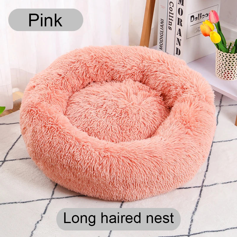 40-60cm Round Pet Bed for Large Dog Bed Super Soft Cat Bed Long Plush Dogs Basket Cushion Cat Bed Cat Mat Animals Sleeping Sofa