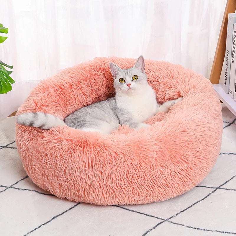 40-60cm Round Pet Bed for Large Dog Bed Super Soft Cat Bed Long Plush Dogs Basket Cushion Cat Bed Cat Mat Animals Sleeping Sofa