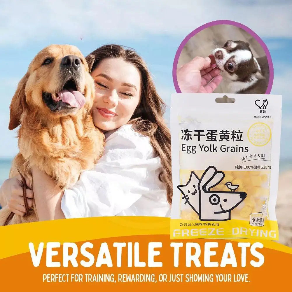 40g Freeze Dried Egg Yolk Granules Beautify Smoothing Freeze-dried Cat Hair To Healthy Safe Pets Food Snacks Cat Pet I7H6