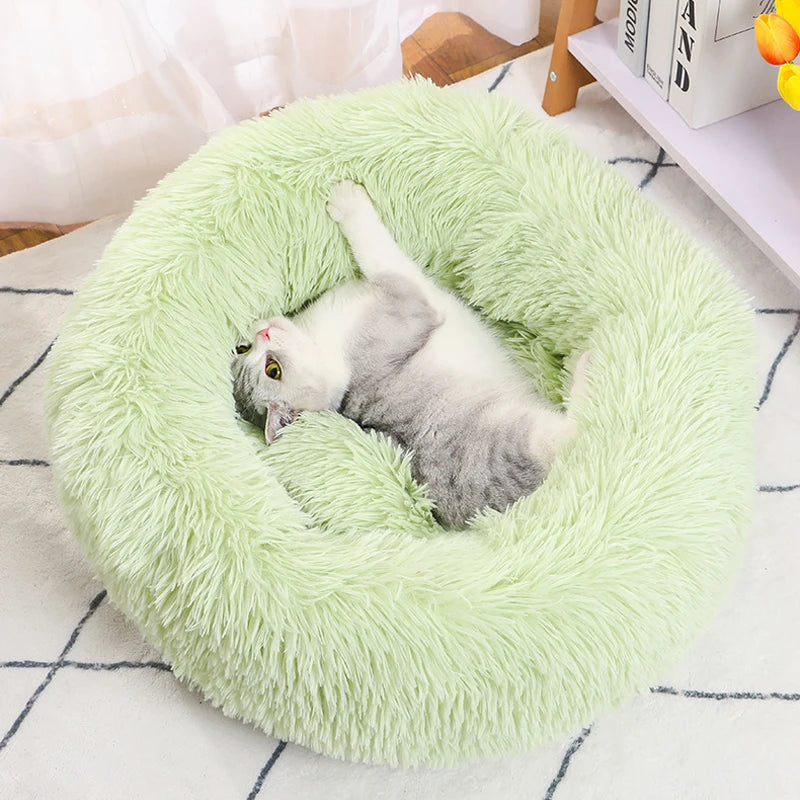 40-60cm Round Pet Bed for Large Dog Bed Super Soft Cat Bed Long Plush Dogs Basket Cushion Cat Bed Cat Mat Animals Sleeping Sofa