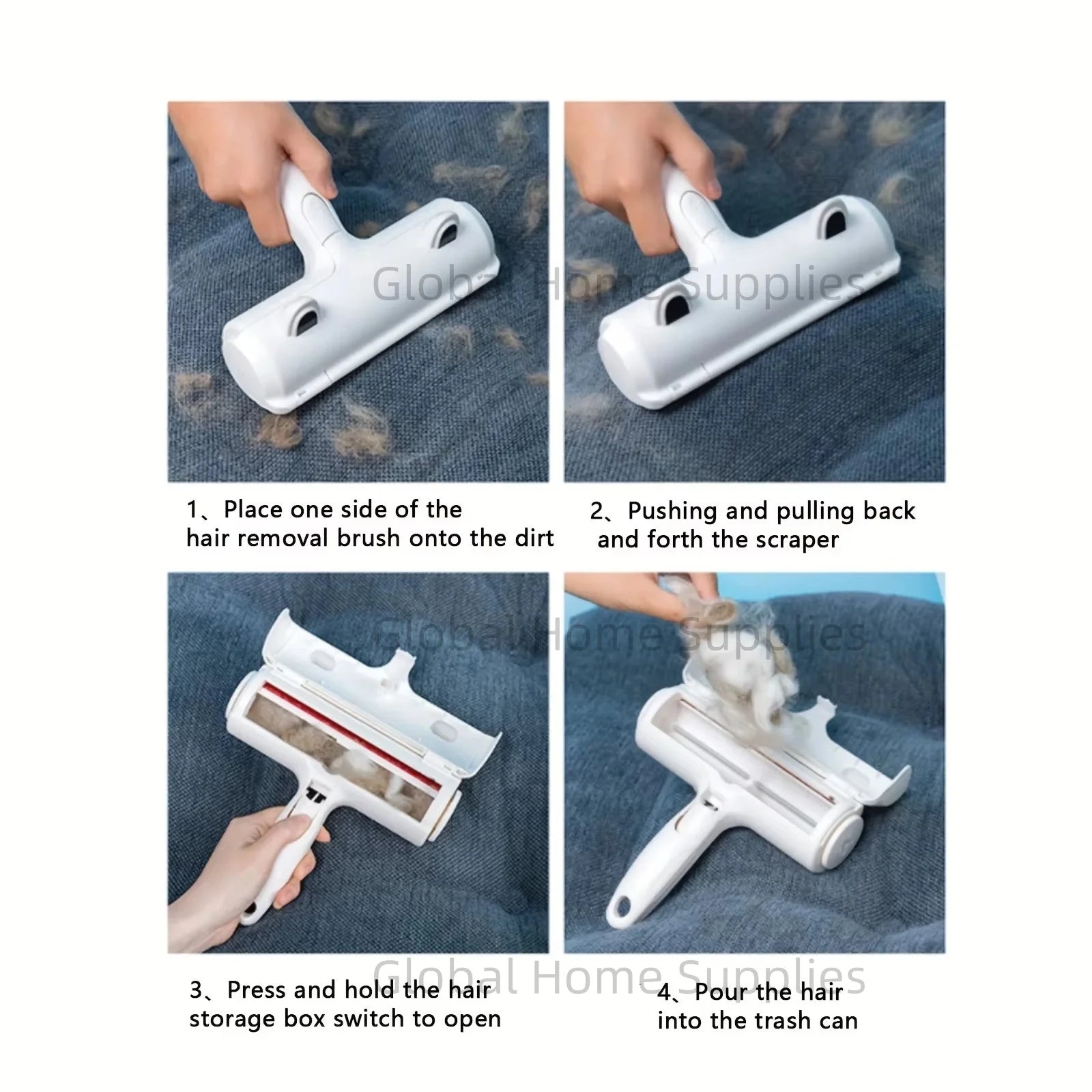 Cat Hair Remover Brush Large Pet Fluff Roller Portable Washable Cat Dog Lint Furniture Sofa Cleaning Tool Reusable Self-cleaning