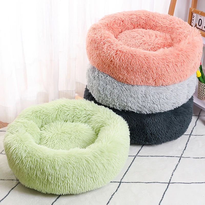 40-60cm Round Pet Bed for Large Dog Bed Super Soft Cat Bed Long Plush Dogs Basket Cushion Cat Bed Cat Mat Animals Sleeping Sofa