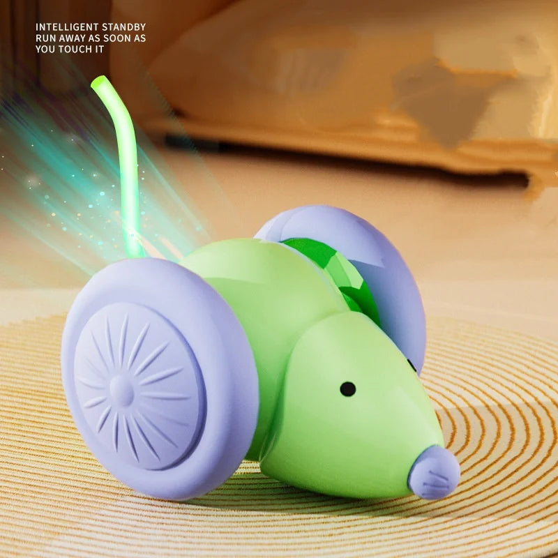 Hot Electric Mouse Car Interactive Cat Toy Rechargeable Automatic Kitten Toy Intelligent Obstacle Avoidance Cat Toy