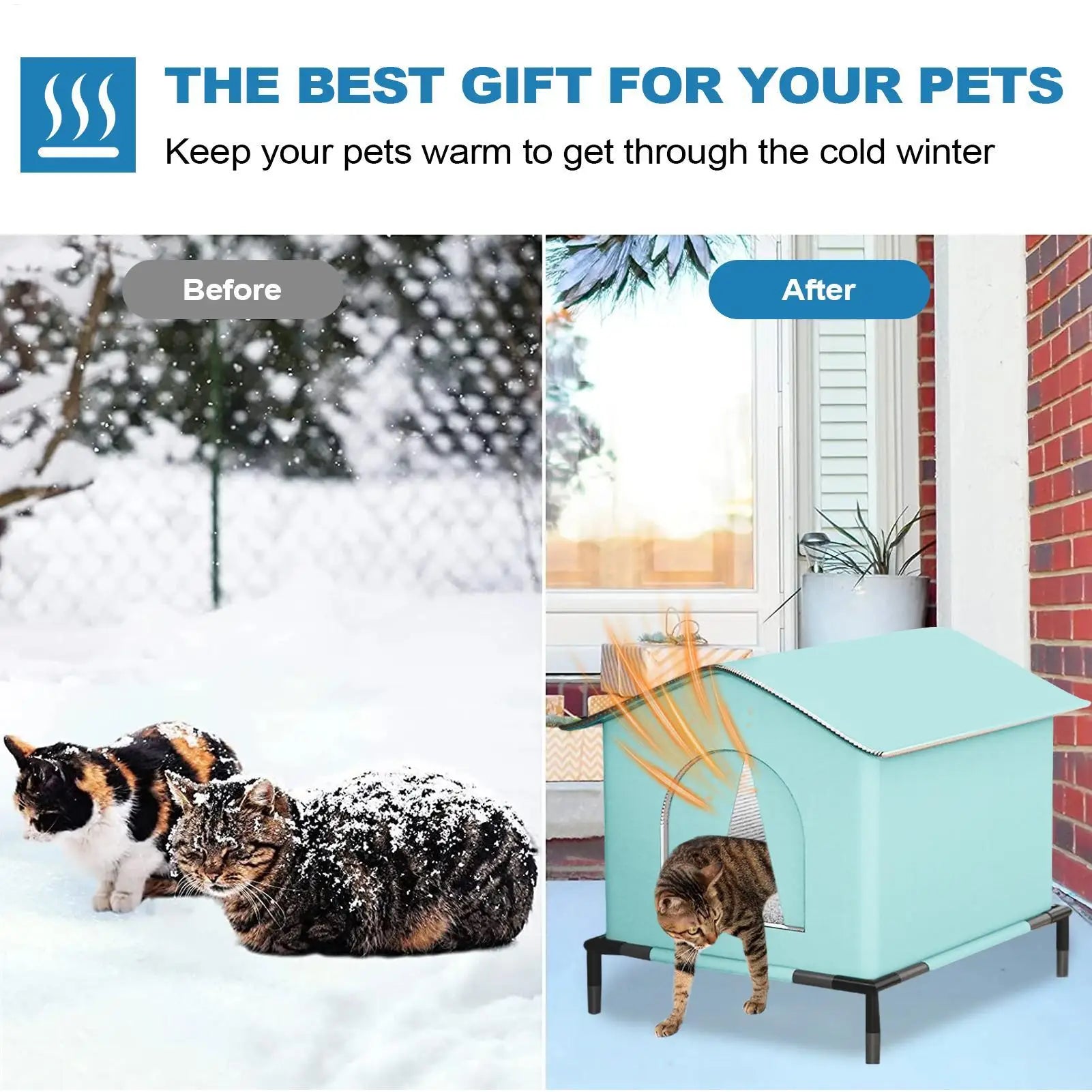 Weatherproof Stray Cat dog House Waterproof Outdoor Winter Warm Pet Cave Sleeping Beds Home Washable for Small Dog Puppy Supplie