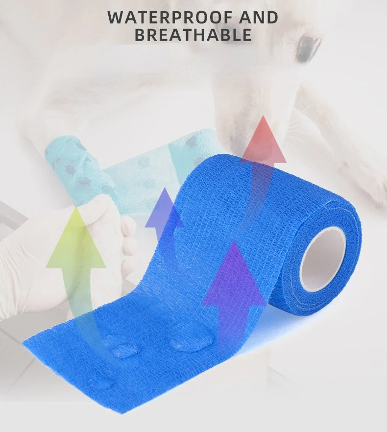 Self-adhesive Elastic Bandage For Pet Nonwoven Bandage Cover Protector Dog Outdoor Retractable Sports Tape Self Adherent Bandage