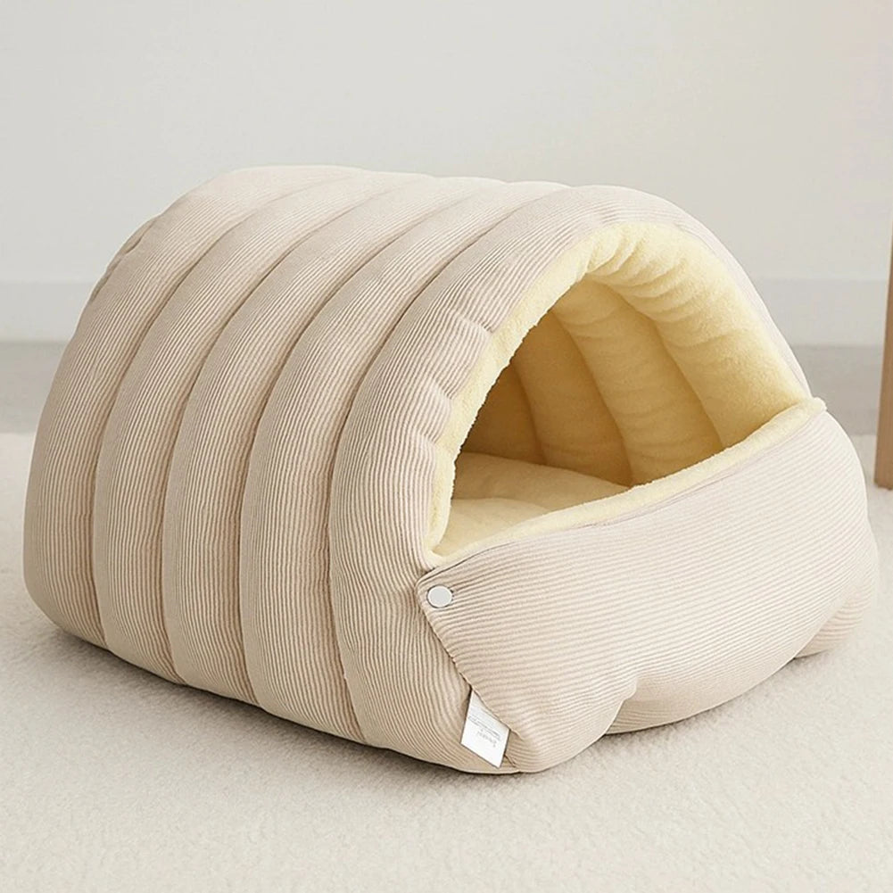 Winter Plush Cat Bed Warm Pet House Thickening Warmth Comfort Soft Kittens Sleeping Beds Cat Cave For Pet Warmth
